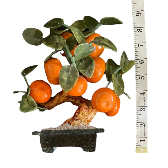 Vintage Mandarin Orange with Jadeite Leaves Bonsai Tree Home Decor - Picture 4 of 6